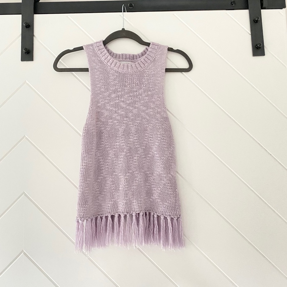 South Moon Under :: Crossback Fringed Sweater Tank Top